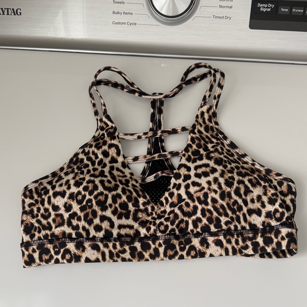 ZYIA Leopard Print Strappy Sports Bra